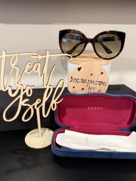 SGU001. GUCCI Sunglasses, Cat-Eye Sunglasses, Brown Tortoise - Picture 1 of 1